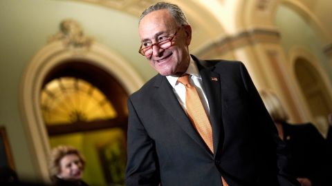 Schumer arrives at a press conference following a weekly policy meeting at the U.S. Capitol on December 03, 2019 in Washington, DC. 