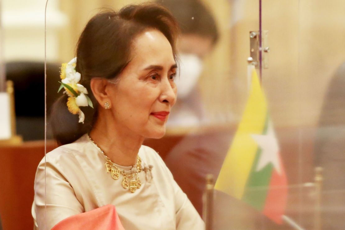 Myanmar's recently deposed State Counsellor Aung San Suu Kyi pictured at the Presidential House in Naypyidaw on September 1, 2020.