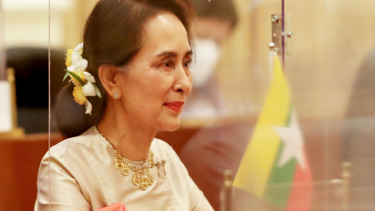 Myanmar's recently deposed State Counsellor Aung San Suu Kyi pictured at the Presidential House in Naypyidaw on September 1, 2020. 