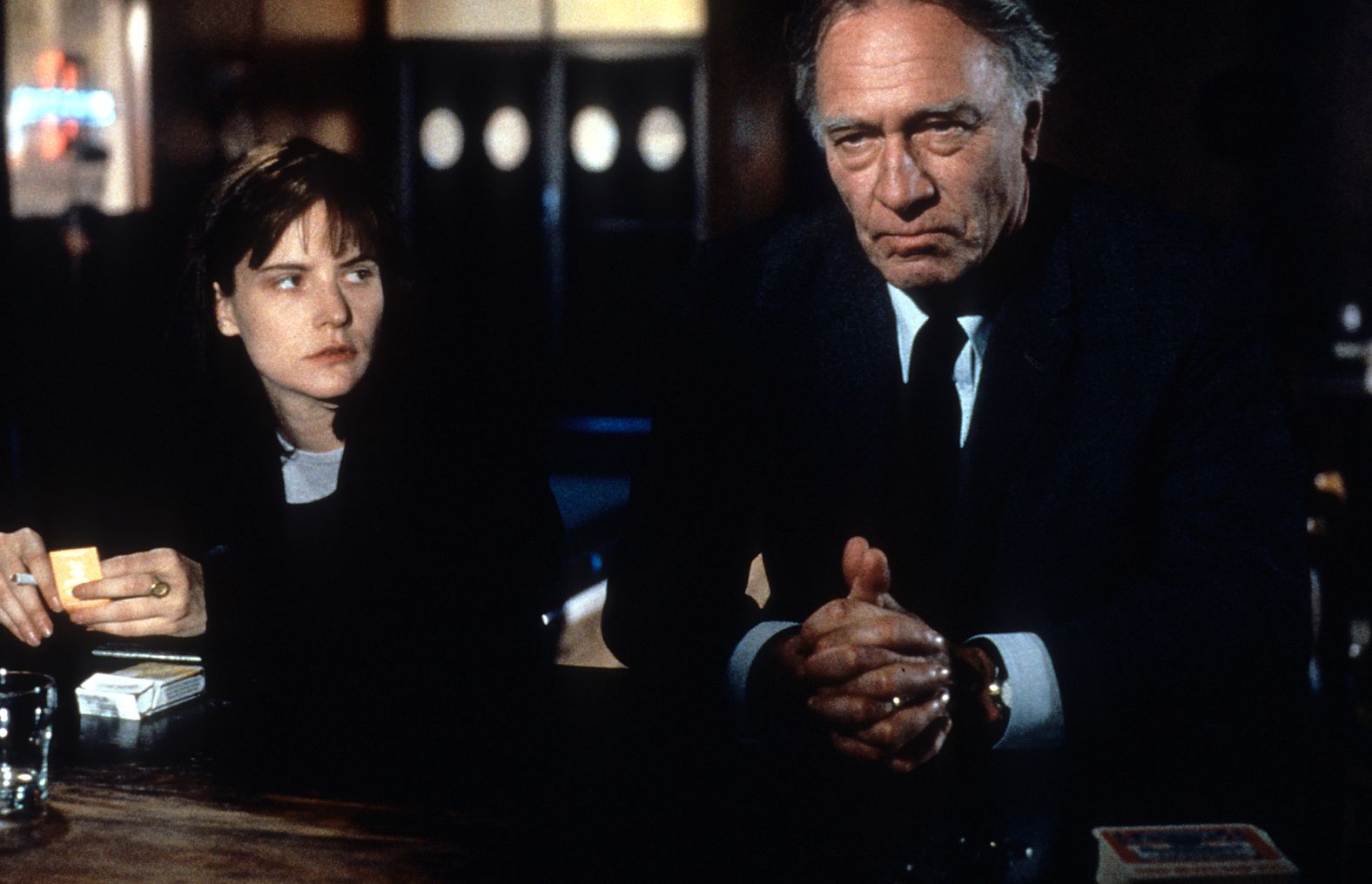 Plummer and Jennifer Jason Leigh appear in a scene from the 1995 film "Dolores Claiborne."