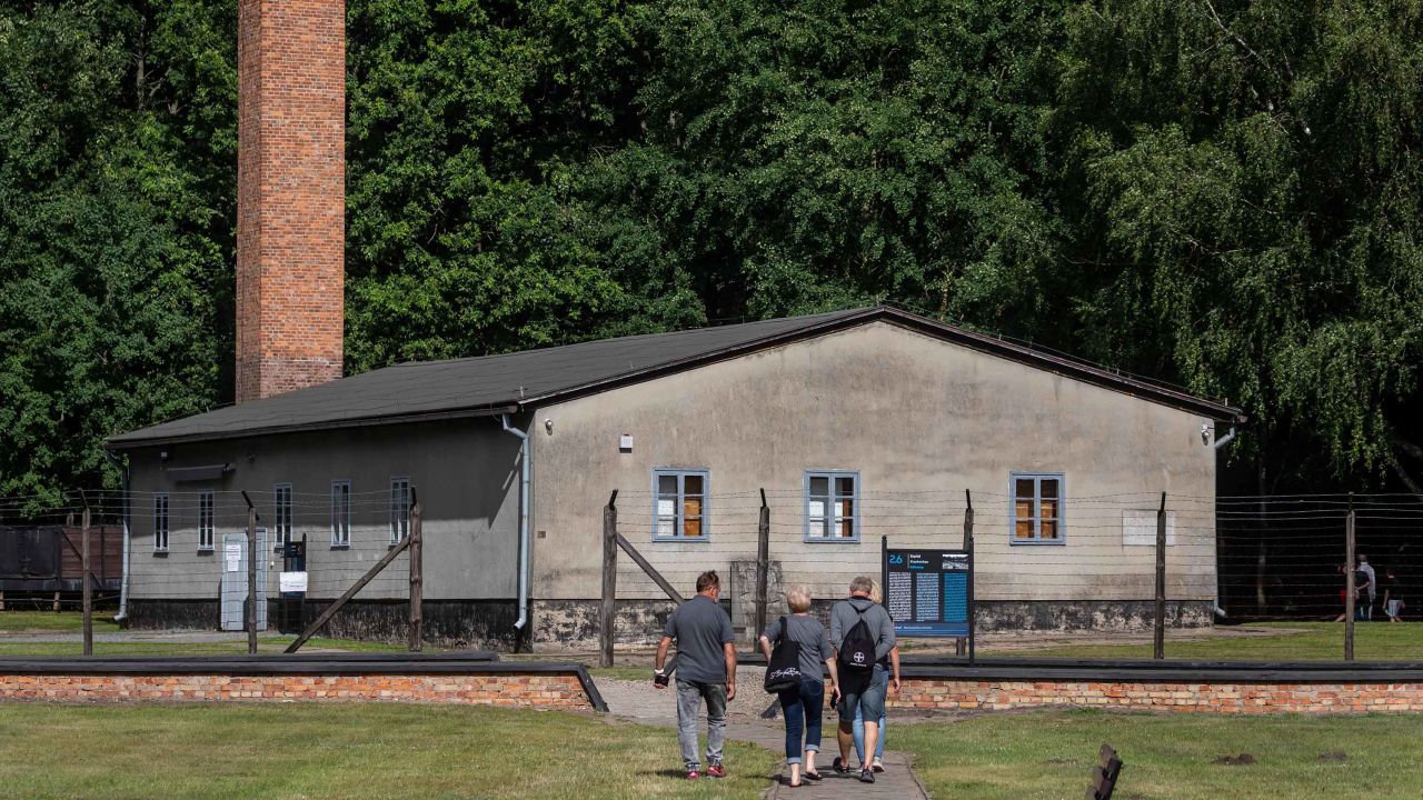 People visit the museum on the site of the former Stutthof Nazi concentration camp in July 2020.
