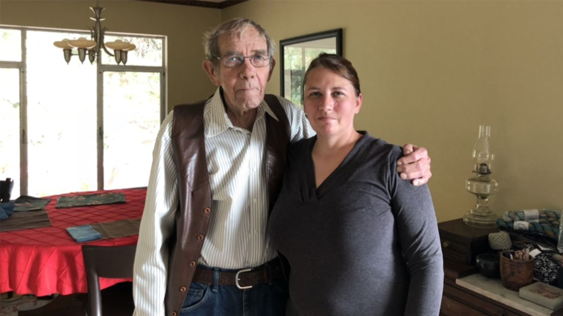 Theresa Harper and her father at Christmas in 2019