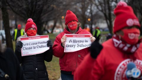 Chicago Teachers Union members expressed concern at a December gathering about returning to in-person teaching too soon. 