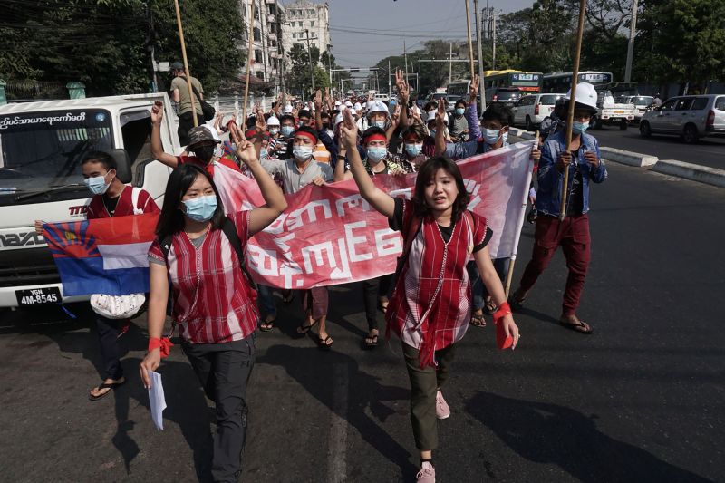 Protests Break Out In Myanmar In Defiance Of Military Coup | CNN