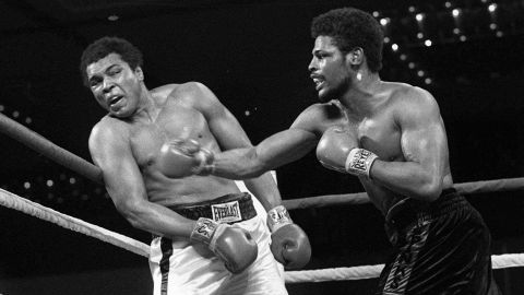 In this Feb. 15, 1978 photo, Leon Spinks, right, connects with a right hook to Muhammad Ali, during the late rounds of their championship fight in Las Vegas.
