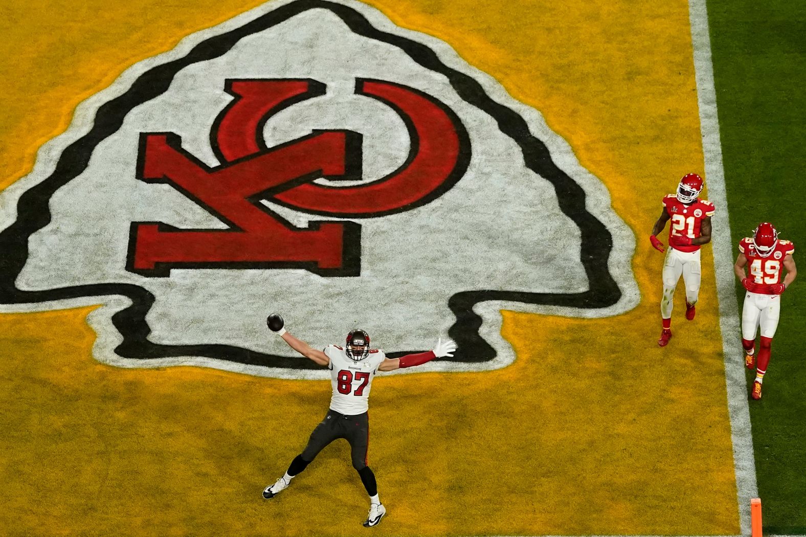 Gronkowski celebrates after catching a touchdown in the first quarter.