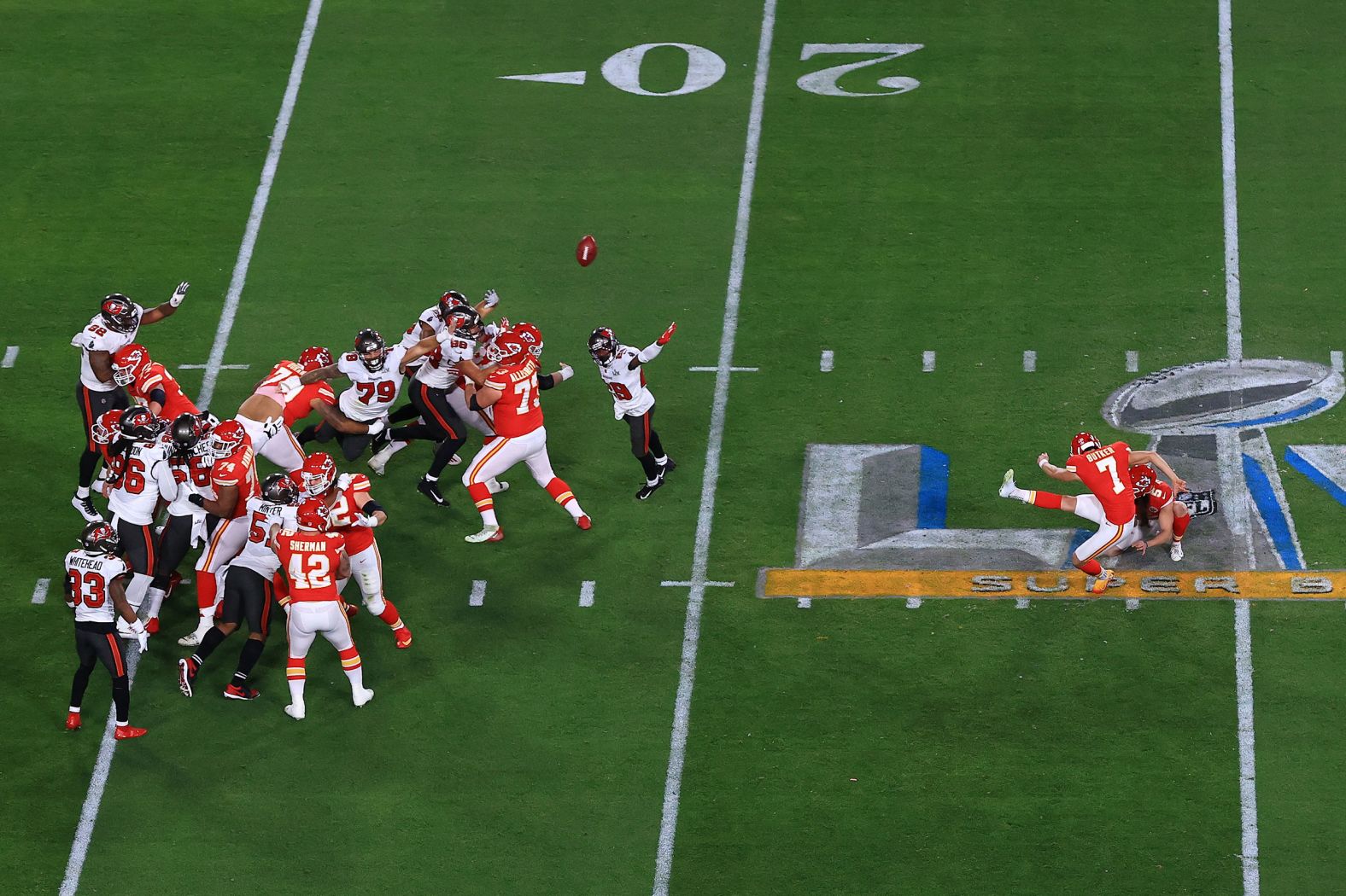 Kansas City's Harrison Butker kicked two first-half field goals.