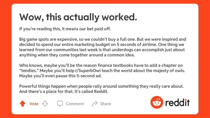 Reddit really did run a Super Bowl ad -- and it referenced when its users disrupted Wall Street CNN Business