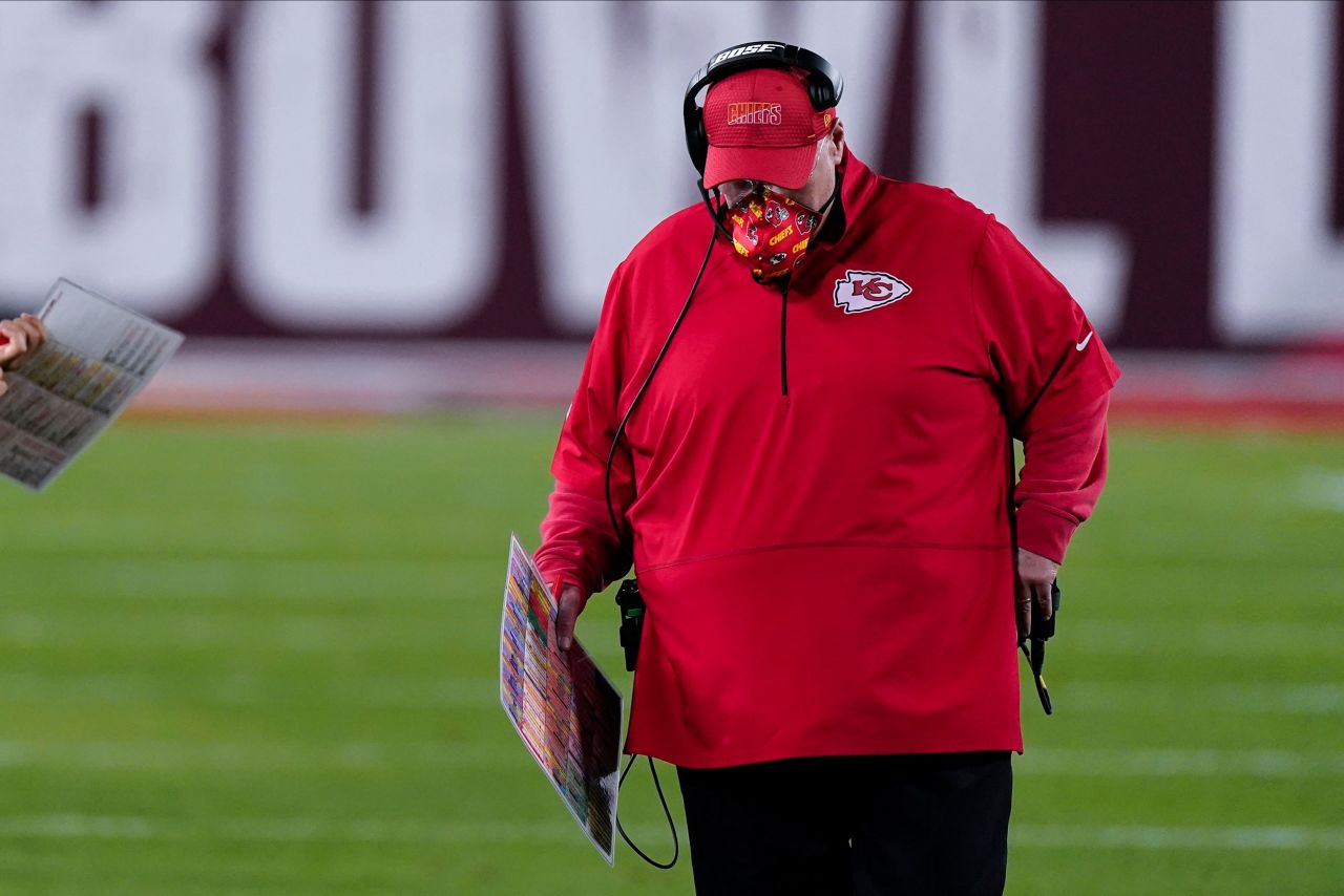 Kansas City head coach Andy Reid walks to the sidelines during the second half.
