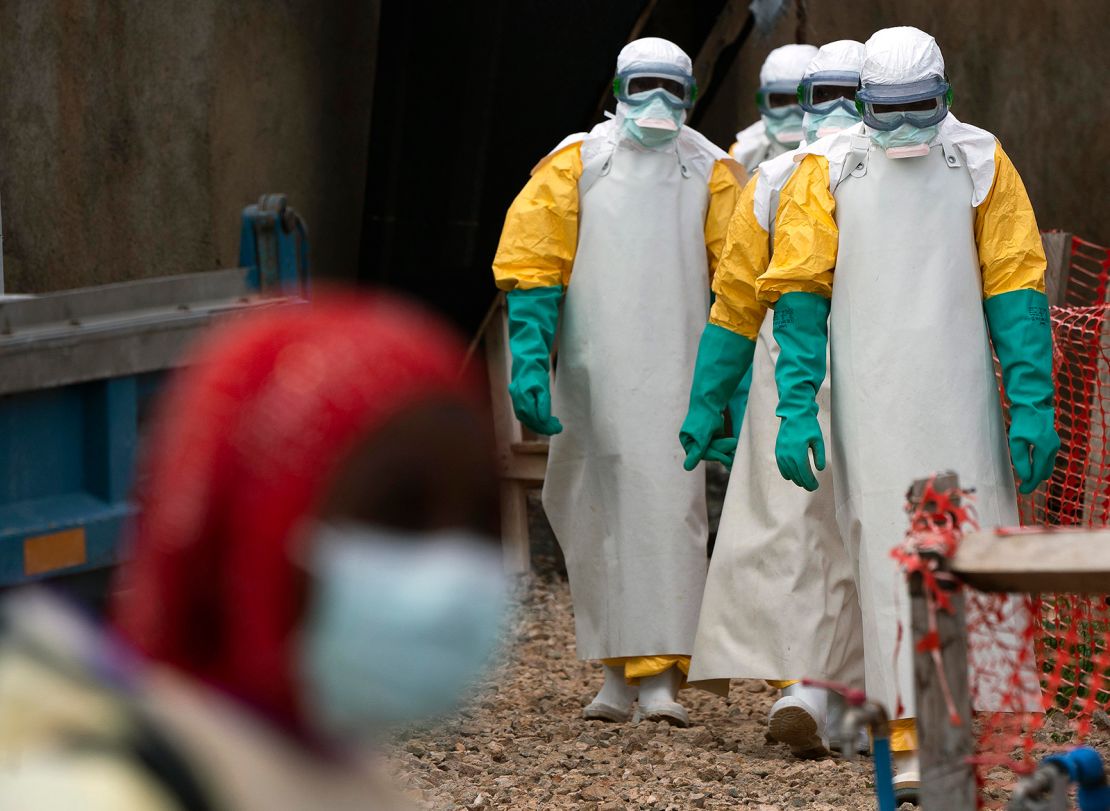 Health workers at an Ebola treatment center at Beni, the Democratic Republic of Congo, in July 2019.