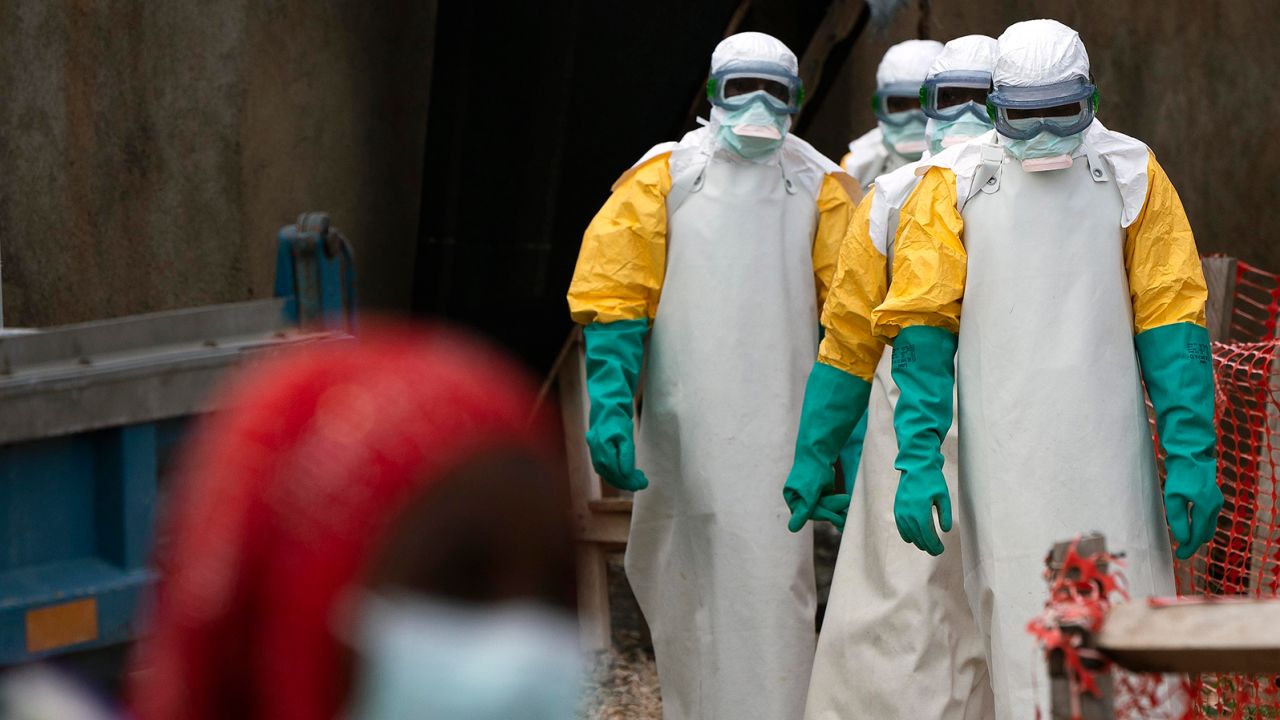 Health workers at an Ebola treatment center at Beni, the Democratic Republic of Congo, in July 2019.