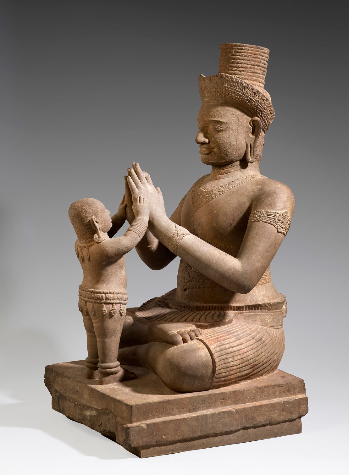 Cambodia's government believes that this 10th-century statue, depicting the Hindu god Shiva and his first-born son Skanda, came from the remote Koh Ker temple complex.