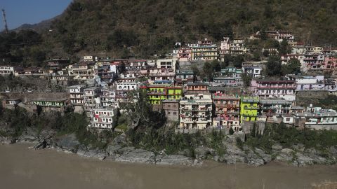 View of the overflowed Mandakini river, a tributary of the Alaknanda River, near the Rudraprayag district in Uttarakhand, India.
