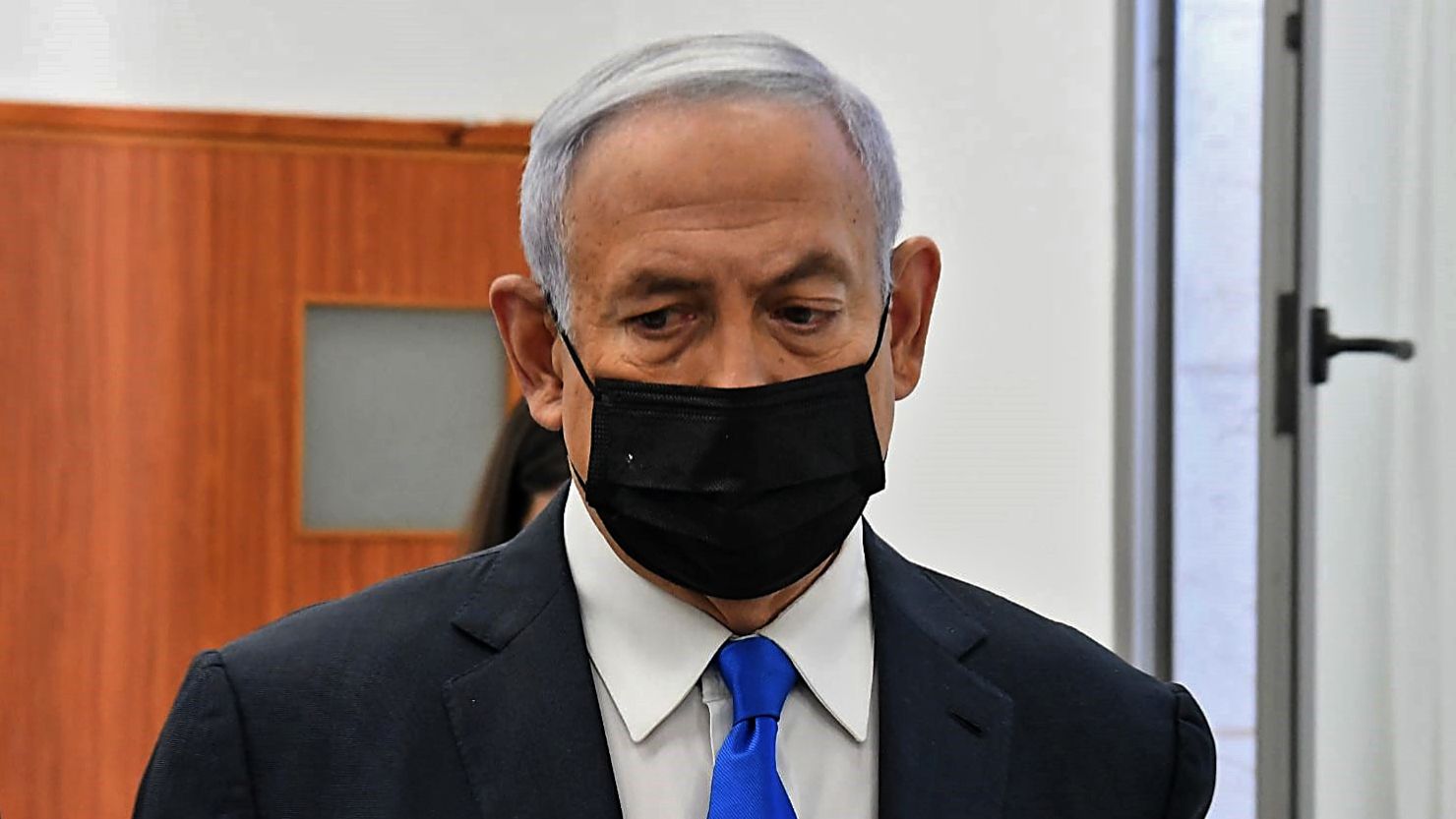Israeli Prime Minister Benjamin Netanyahu arrives to a hearing in his corruption trial at the Jerusalem district court, on February 8.