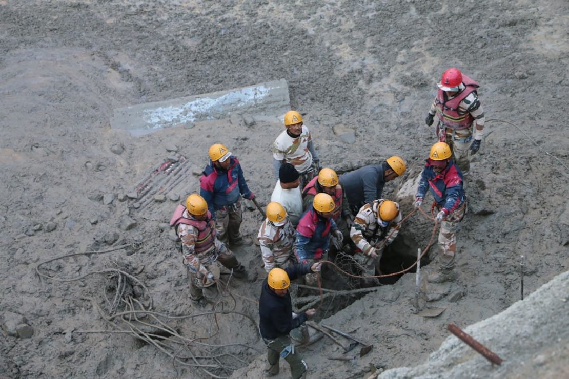 Search and rescue teams in Chamoli district after an avalanche on Febrary 7, 2021.