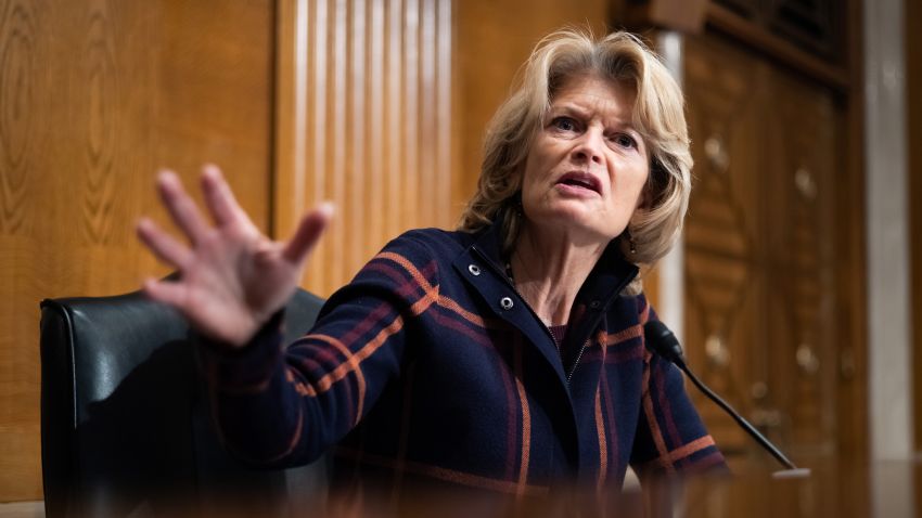 Senator Lisa Murkowski, R-AK, speaks on Capitol Hill, on February 4, 2021, during a Senate Health, Education, Labor and Pensions Committee nomination hearing. (Photo by Graeme Jennings / POOL / AFP) (Photo by GRAEME JENNINGS/POOL/AFP via Getty Images)