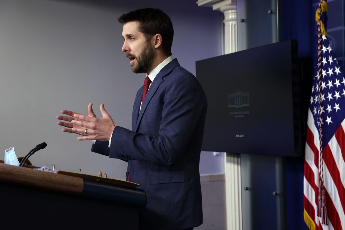 National Economic Council Director Brian Deese speaks during a White House news briefing, conducted by White House Press Secretary Jen Psaki, at the James Brady Press Briefing Room of the White House January 22, 2021 in Washington, DC. 