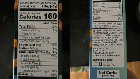 Kashi Go Keto's nutritional information