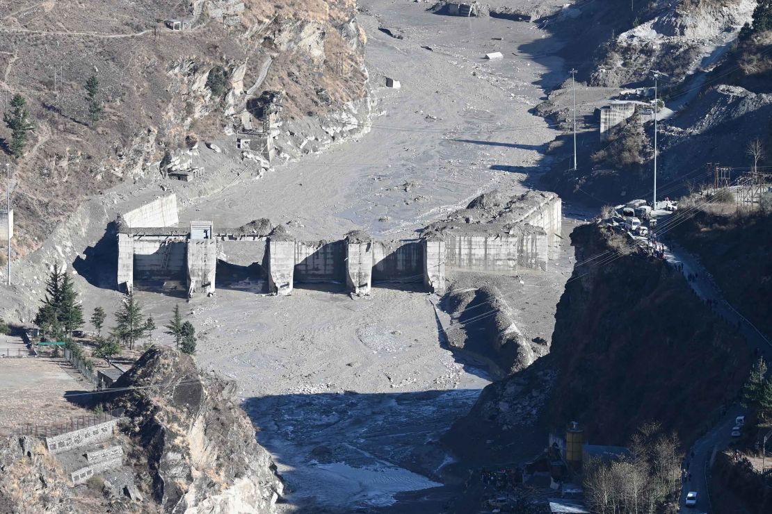 The remains of the dam along the river in Tapovan on February 8.