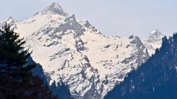 Snow covered mountain range in Himachal Pradesh, India, 25 December, 2020. 