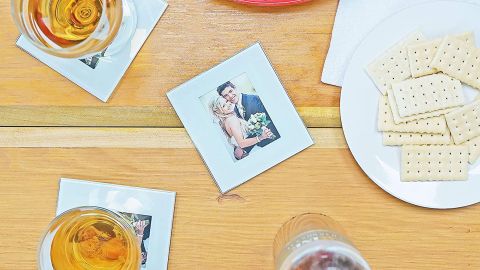 Glass Photo Frame Coasters, Set of 4