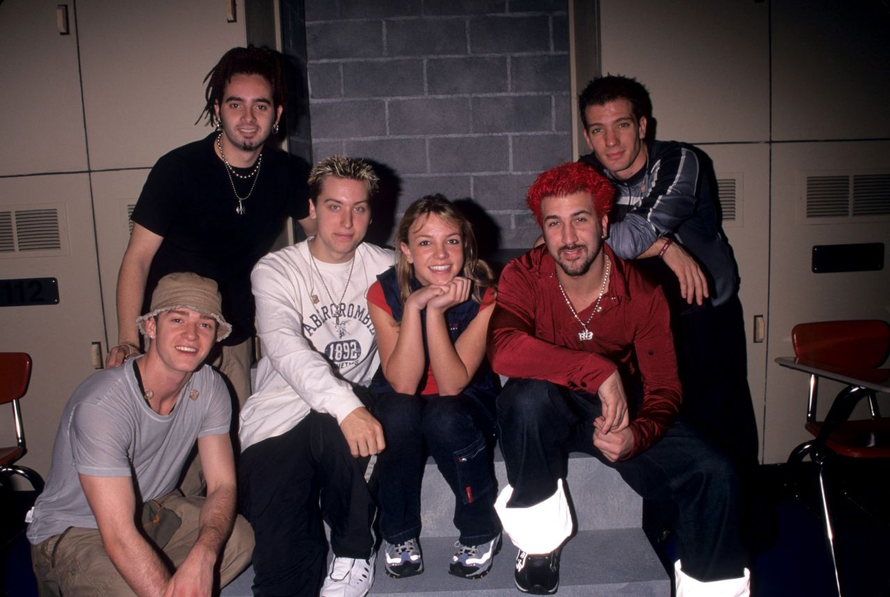 Spears poses with the boy band NSYNC, who she once toured with, in 1999. NSYNC included her former "Mickey Mouse Club" castmate Justin Timberlake, seen at bottom left.
