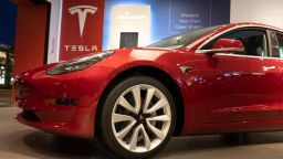 Tesla vehicles are on display at a Tesla store in Palo Alto, California, United States on October 3, 2019. Telsa Inc. shares fell more than 4 percent on Thursday, after a weaker than expected 3rd quarter deliveries. (Photo by Yichuan Cao/NurPhoto via Getty Images)