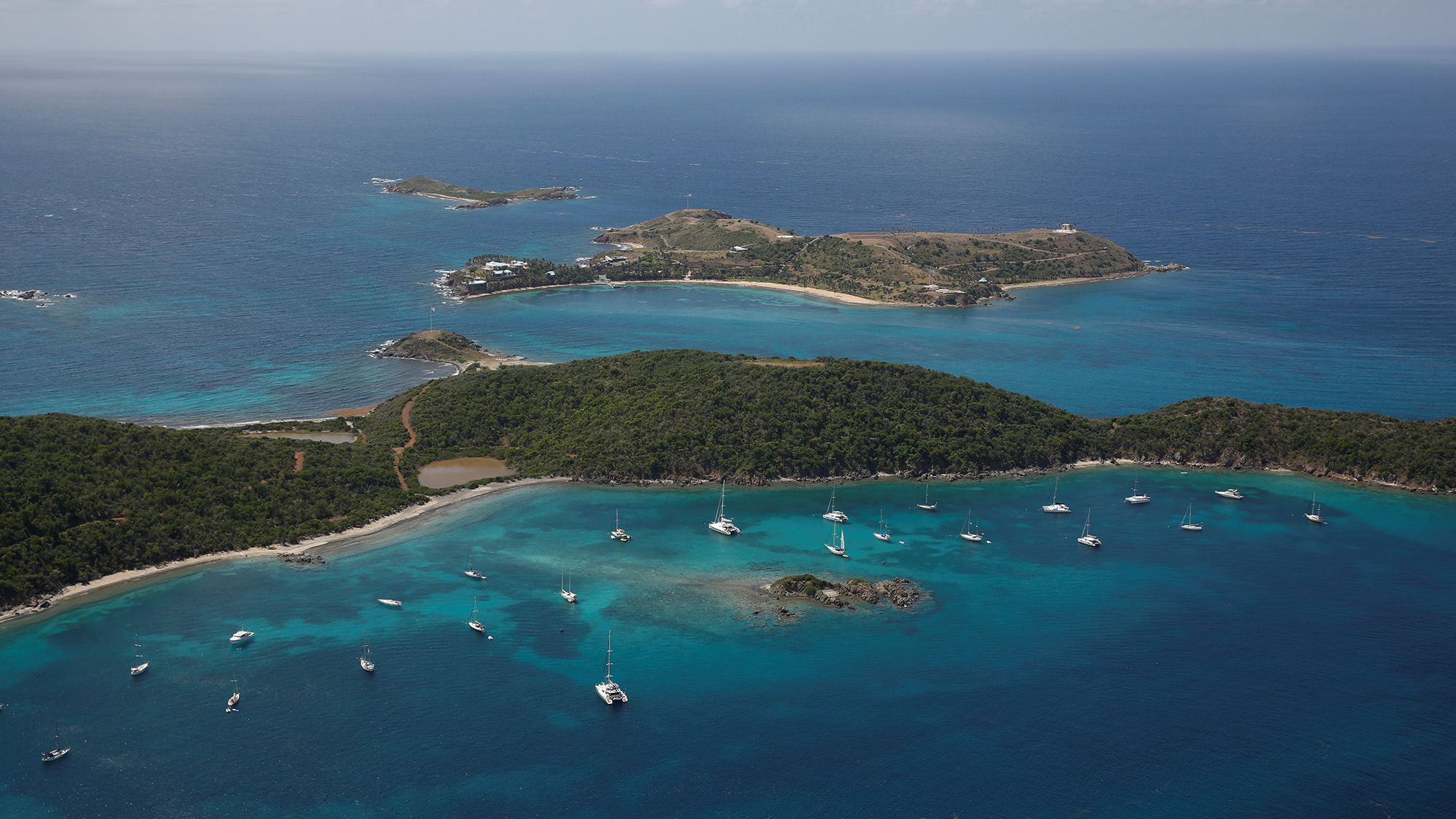 The islands of Great St. James, bottom, and Little St. James are owned by the estate of Jeffrey Epstein. The islands are shown here in a July 2019 photo.