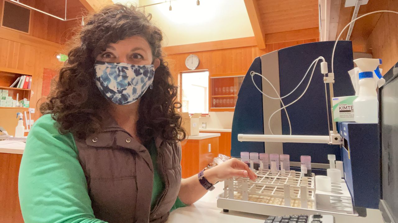 Sara Jablow, of Napa, California, would like to date someone who has received or is about to receive the Covid-19 vaccine. She is shown at her workplace.