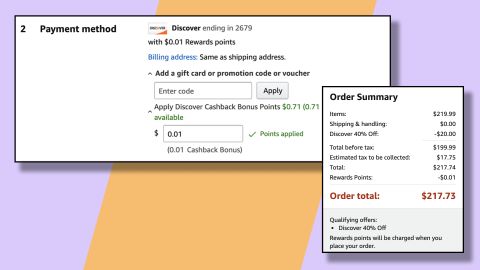 You only need to apply 1 Discover cash back point to your Amazon order to get the discount.