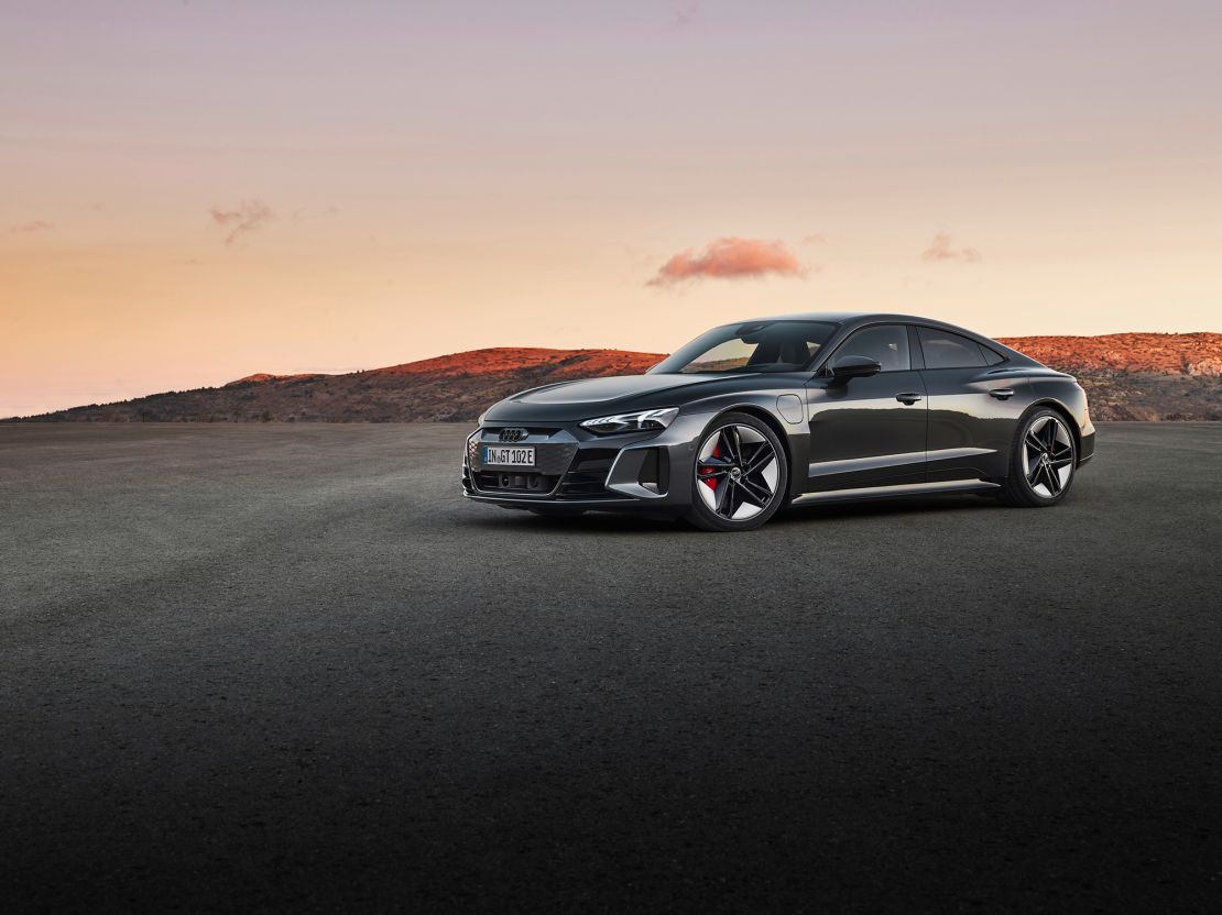 The Audi E-Tron GT has Audi's trademark grille shape but, in this car, it mostly houses sensors and cameras.