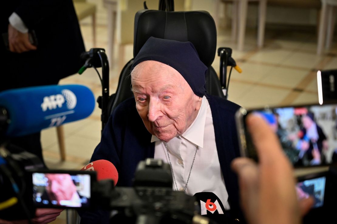 Sister André, pictured in February 2020.