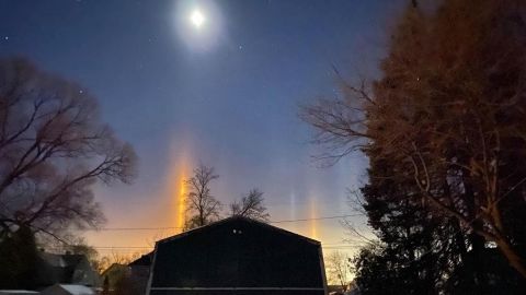 These light pillars formed in the sky above northern Michigan late last week.