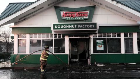 The Krispy Kreme doughnut shop on Ponce de Leon Avenue in Atlanta caught fire early Wednesday morning. 