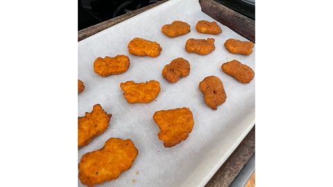 The original and spicy Nuggs going into the oven 