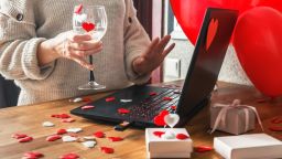 Set up a video call with your partner for a paint and wine night to celebrate Valentine's Day.