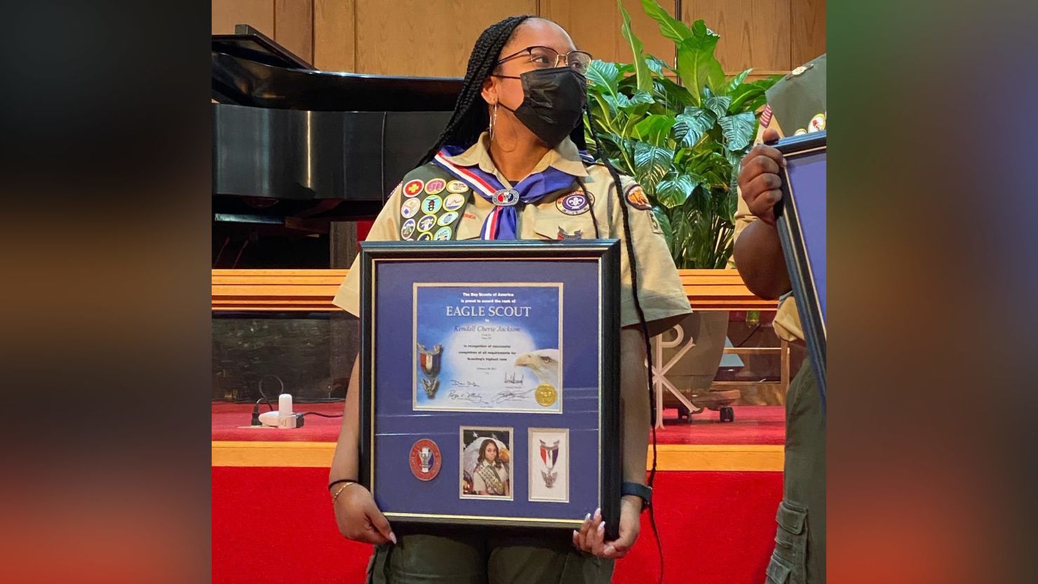 Kendall Jackson was awarded her Eagle Scout medal on Sunday.