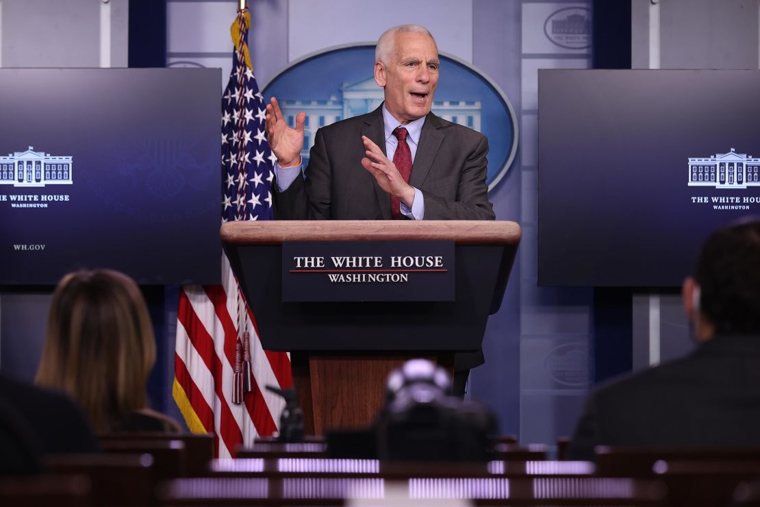 White House Council of Economic Advisors member Jared Bernstein talks to reporters during the daily news conference in the Brady Press Briefing Room at the White House on February 05, 2021 in Washington, DC.