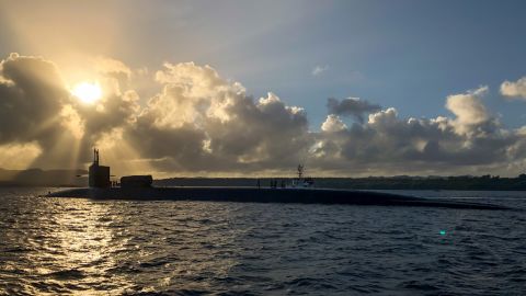 Sailors assigned to theguided-missile submarine USS Ohio transit Apra Harbor on the US Pacific island of Guam earlier this year. 