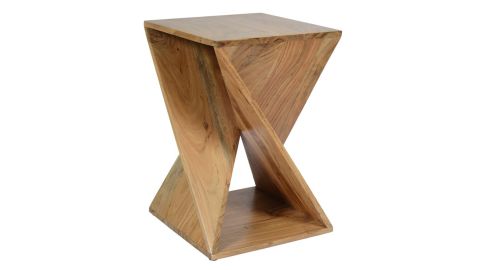 Solid Wood Abstract End Table 