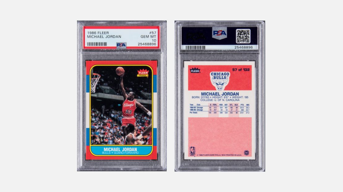 The Michael Jordan 1986 Fleer rookie card, which sold for $738,000 in an auction that closed on Feb. 1. 