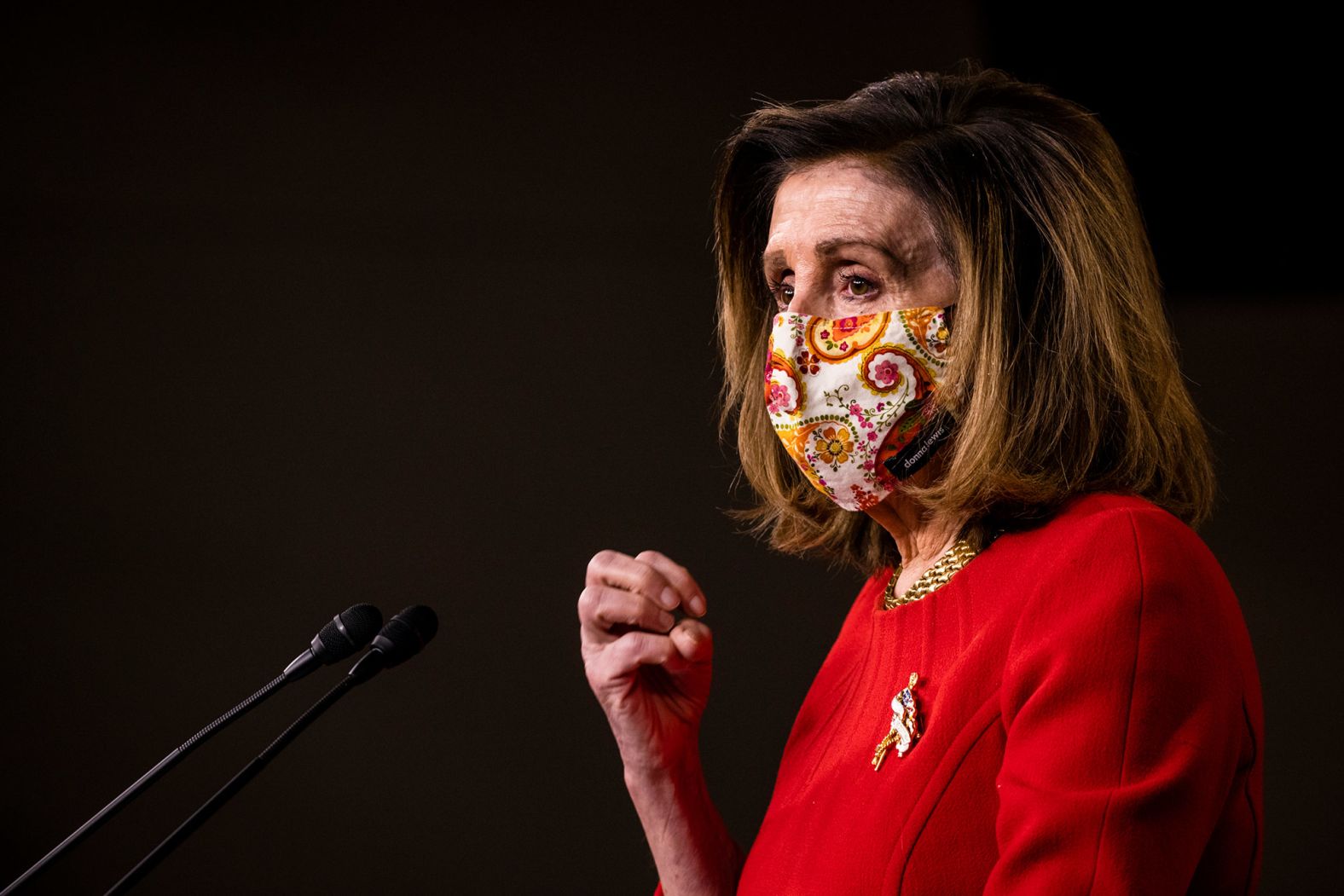 House Speaker Nancy Pelosi holds her weekly news conference at the Capitol on Thursday.