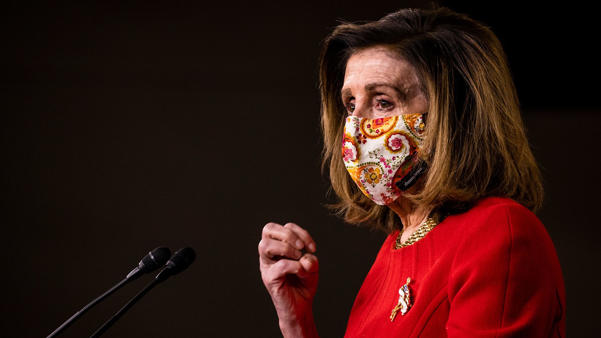House Speaker Nancy Pelosi holds her weekly news conference at the Capitol on Thursday.