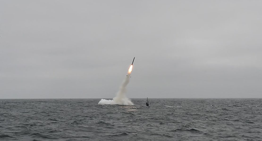 A Tomahawk missile is launched from a US Navy submarine during a 2018 test. The USS Ohio-class guided-missile submarines can carry 154 of the Tomahawks.