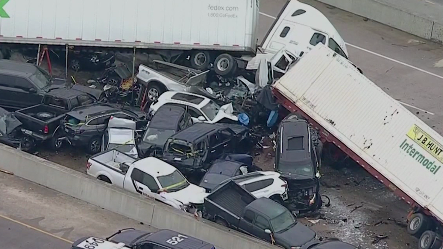 At least six people were killed in a crash in Fort Worth that involved more than 100 vehicles.