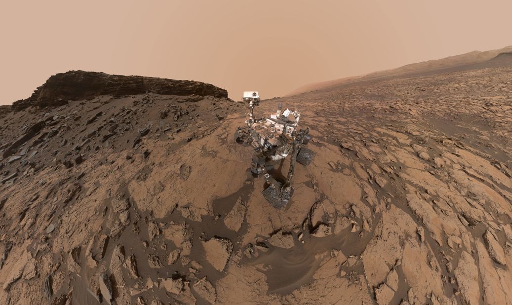 This 2016 self-portrait of the Curiosity Mars rover shows the vehicle at the Quela drilling location in the Murray Buttes area on lower Mount Sharp.