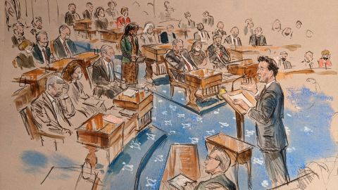 Rep. Jamie Raskin, D-Md., addresses the Senate impeachment trial