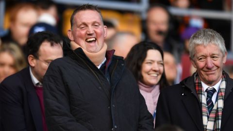 Doddie Weir laughs ahead of the Six Nations game between Scotland and France in 2020. 