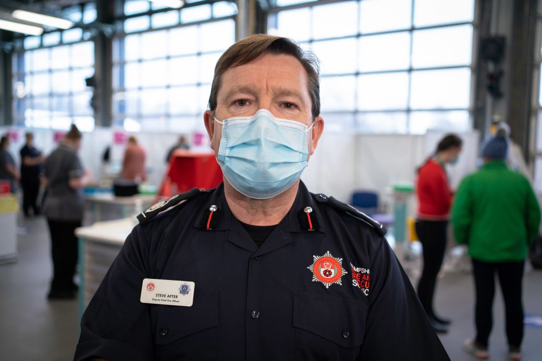 Steve Apter, the deputy chief fire officer for the county of Hampshire, leads the team of firefighters who have now been trained as vaccinators.