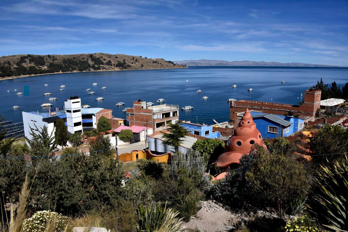 A view of Copacabana, a Bolivian tourist town on Lake Titicaca.